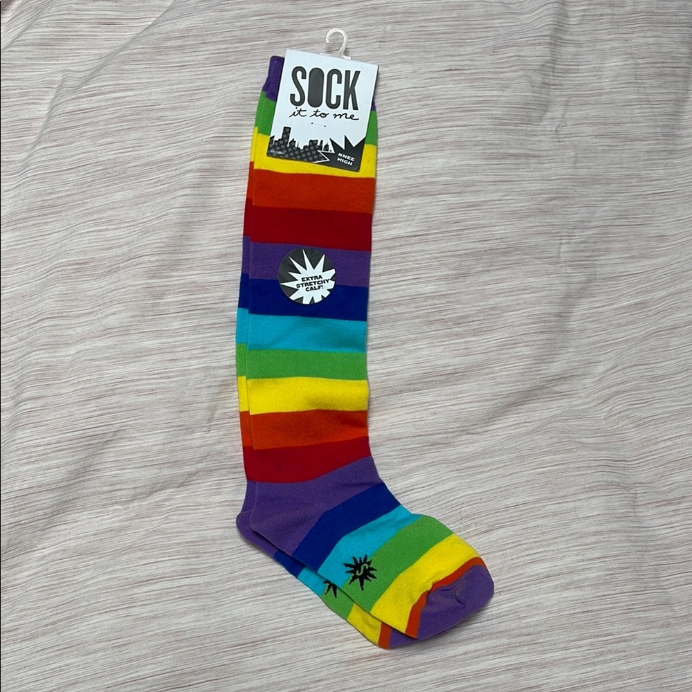Rainbow Striped Knee-High Socks